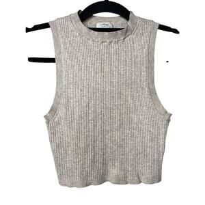 Wilfred Cropped Ribbed Knit Sleeveless Tank Top Brown Women's Small Basic Casual